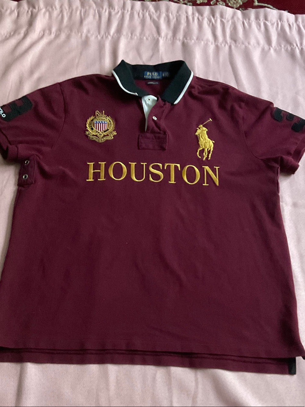 Polo by Ralph Lauren Burgundy Polo with Gold Embroidery